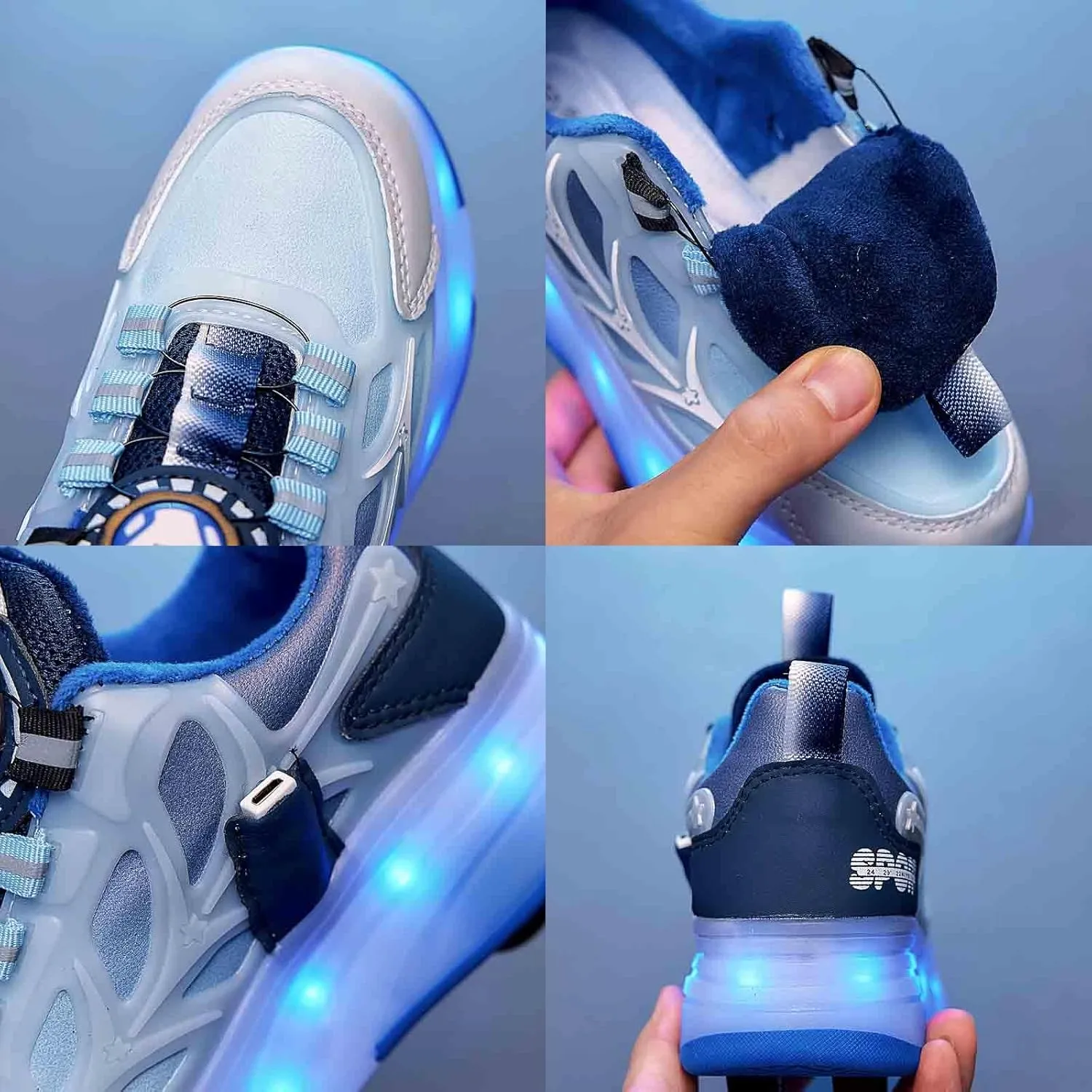 16 LED Light Up Kids Roller Skate Shoes with 4 Wheel, Sneakers for Boys Girls Birthday Thanksgiving Christmas Day