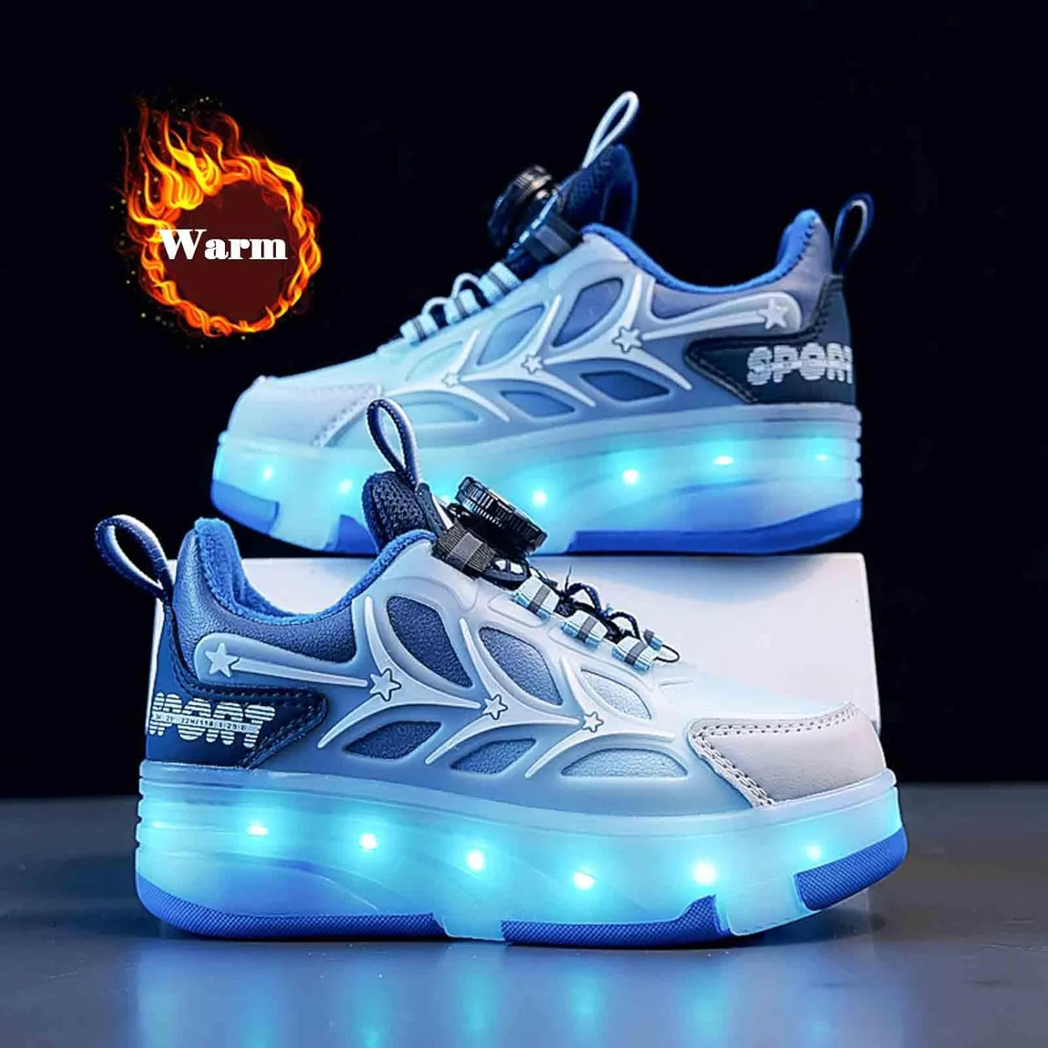 16 LED Light Up Kids Roller Skate Shoes with 4 Wheel, Sneakers for Boys Girls Birthday Thanksgiving Christmas Day