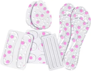 1Set Ladies Skid Shock Absorbing Insoles Kit for Sandals and High Heels Transparent Forefoot Pads Two Color Half Insoles Transparent Heel Stickers Stickers