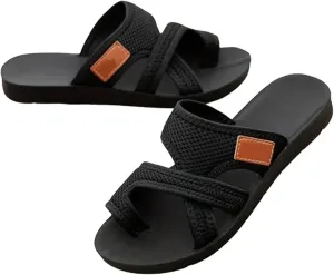 2024 Breathable Mesh Sandals for Women Women's Hollow Mesh Slide Sandals - Comfortable Orthopedic Arch Support Mesh Sandals for Women,Black,US7/EU38