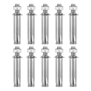 3/8" x 3" Hex Nut Sleeve Anchors - 10Pack - Good for Concrete Dry Brick Block Walls - 304 Stainless Steel - Silver