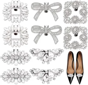 5 Styles 10Pcs Alloy Rhinestone Shoe Clips Elegant Crystal Rectangle Bowknot Shoe Buckle Removable Shoelace Clip for Wedding Party Jewelry Charms Shoe Buckle Decoration Accessories