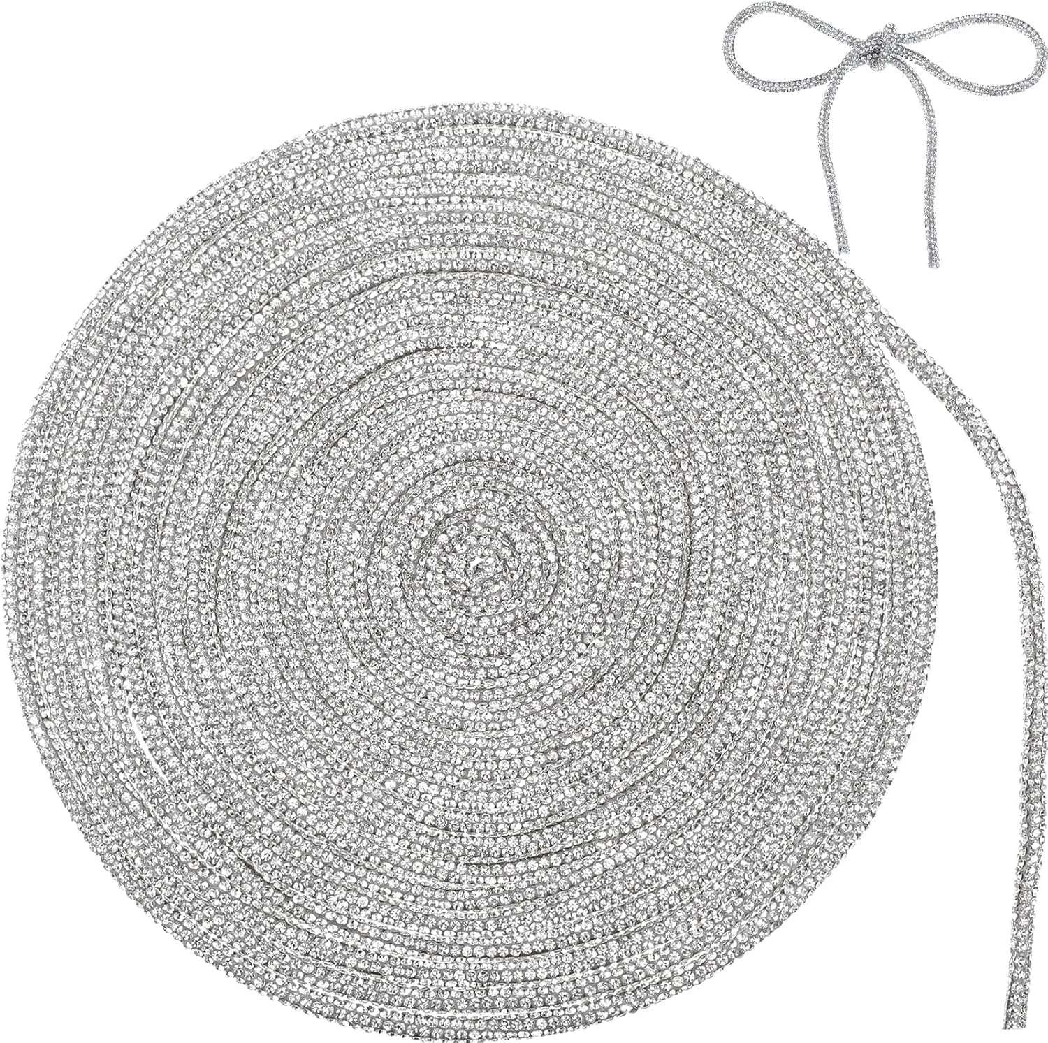 9 Yards Rhinestone Glitter Shoelaces Rhinestone Shoe Laces Glitter Cord Crystal Shiny Round Cords Bling Hoodie Drawstring for DIY Sweatpants Sneakers Hoodies Dress Decorations(White,9 Yards)