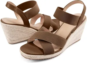 Ablanczoom Espadrilles Wedge Sandals for Women: Dressy Open Toe Ankle Strap Wedges Heels for Womens Comfortable Platform Sandal