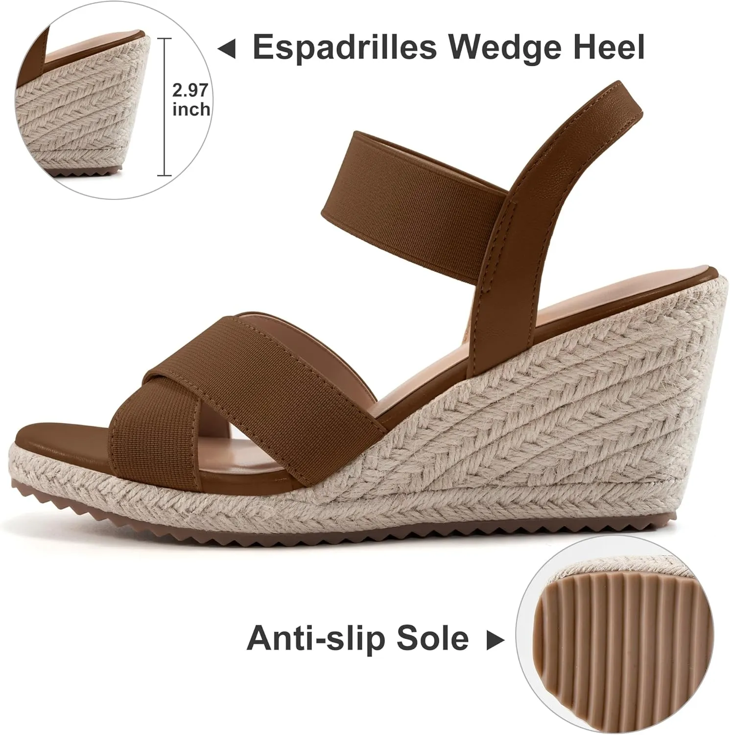 Ablanczoom Espadrilles Wedge Sandals for Women: Dressy Open Toe Ankle Strap Wedges Heels for Womens Comfortable Platform Sandal