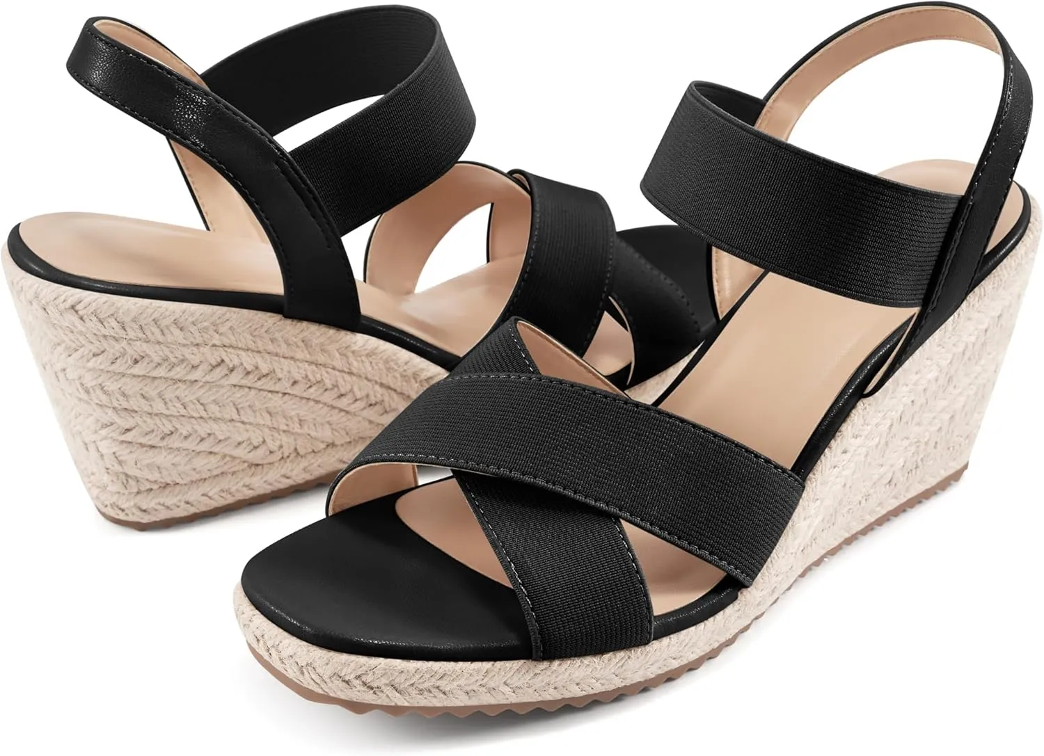 Ablanczoom Espadrilles Wedge Sandals for Women: Dressy Open Toe Ankle Strap Wedges Heels for Womens Comfortable Platform Sandal