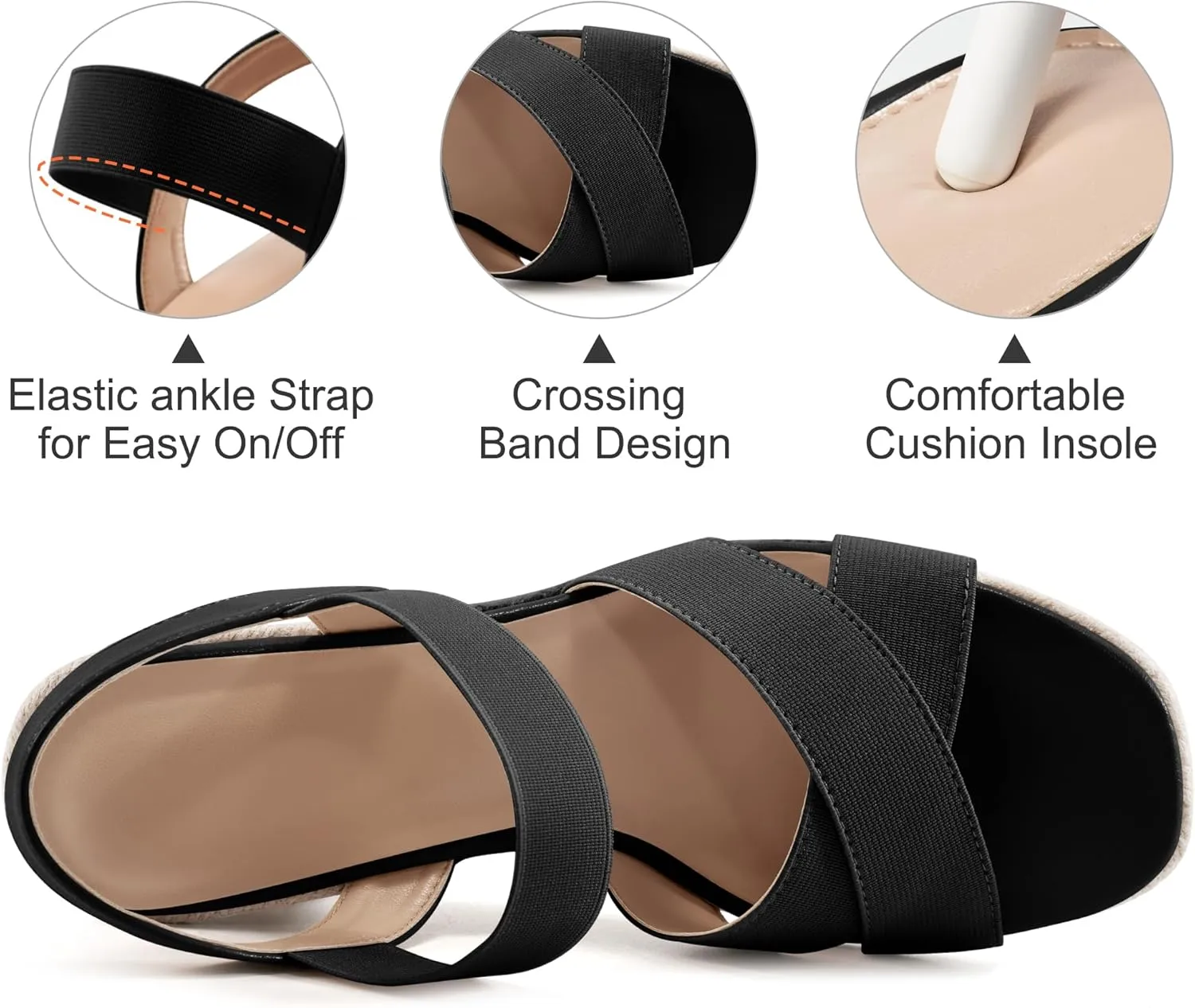 Ablanczoom Espadrilles Wedge Sandals for Women: Dressy Open Toe Ankle Strap Wedges Heels for Womens Comfortable Platform Sandal