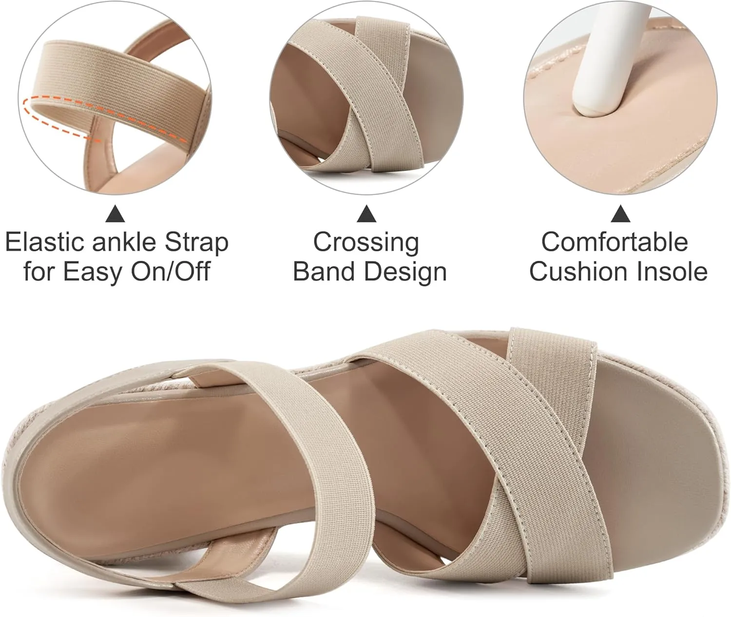 Ablanczoom Espadrilles Wedge Sandals for Women: Dressy Open Toe Ankle Strap Wedges Heels for Womens Comfortable Platform Sandal