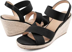Ablanczoom Espadrilles Wedge Sandals for Women: Dressy Open Toe Ankle Strap Wedges Heels for Womens Comfortable Platform Sandal