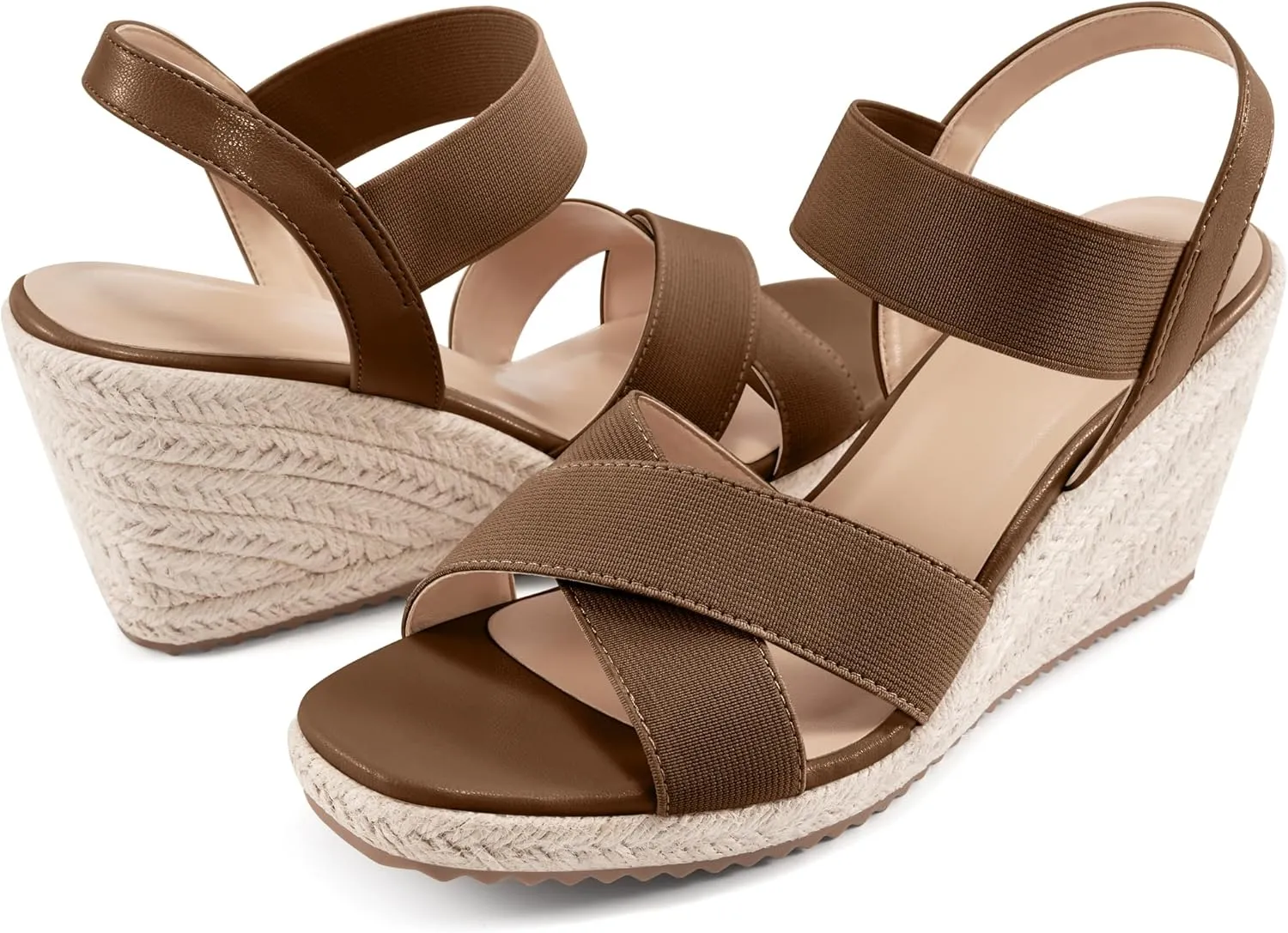 Ablanczoom Espadrilles Wedge Sandals for Women: Dressy Open Toe Ankle Strap Wedges Heels for Womens Comfortable Platform Sandal