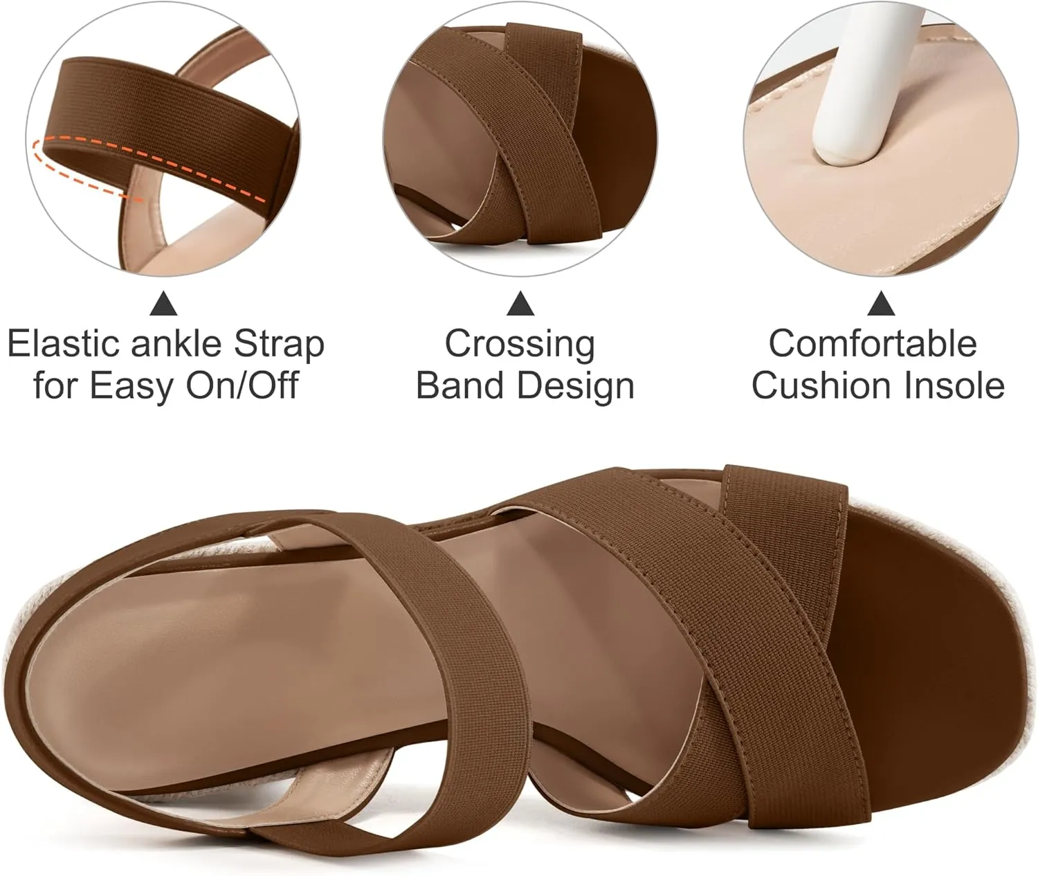 Ablanczoom Espadrilles Wedge Sandals for Women: Dressy Open Toe Ankle Strap Wedges Heels for Womens Comfortable Platform Sandal