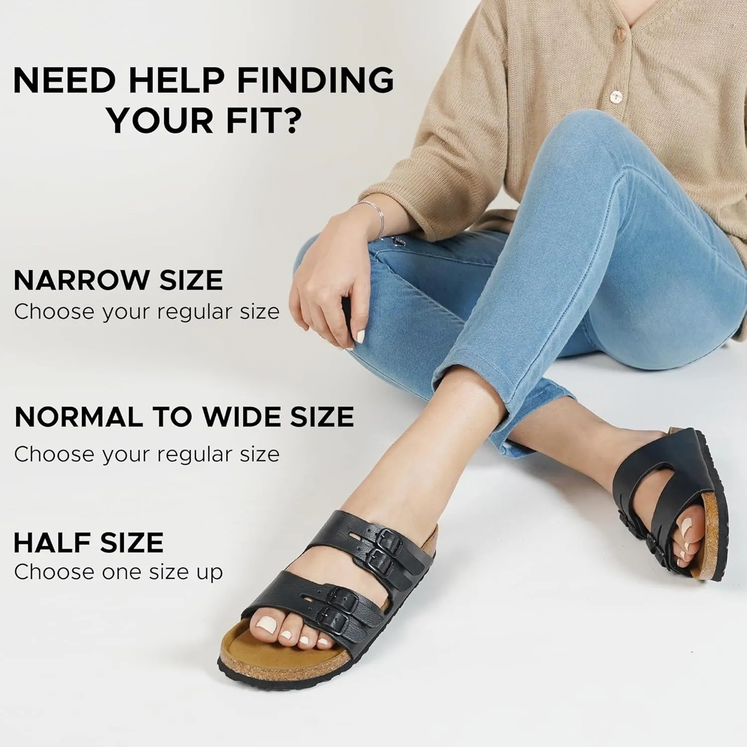 AEROTHOTIC Arch Support Recovery Slides for Women Comfy Memory Foam Cork Footbed Double Straps with Adjustable Buckle Slip on Beach Dressy Outdoor Ladies Sandals