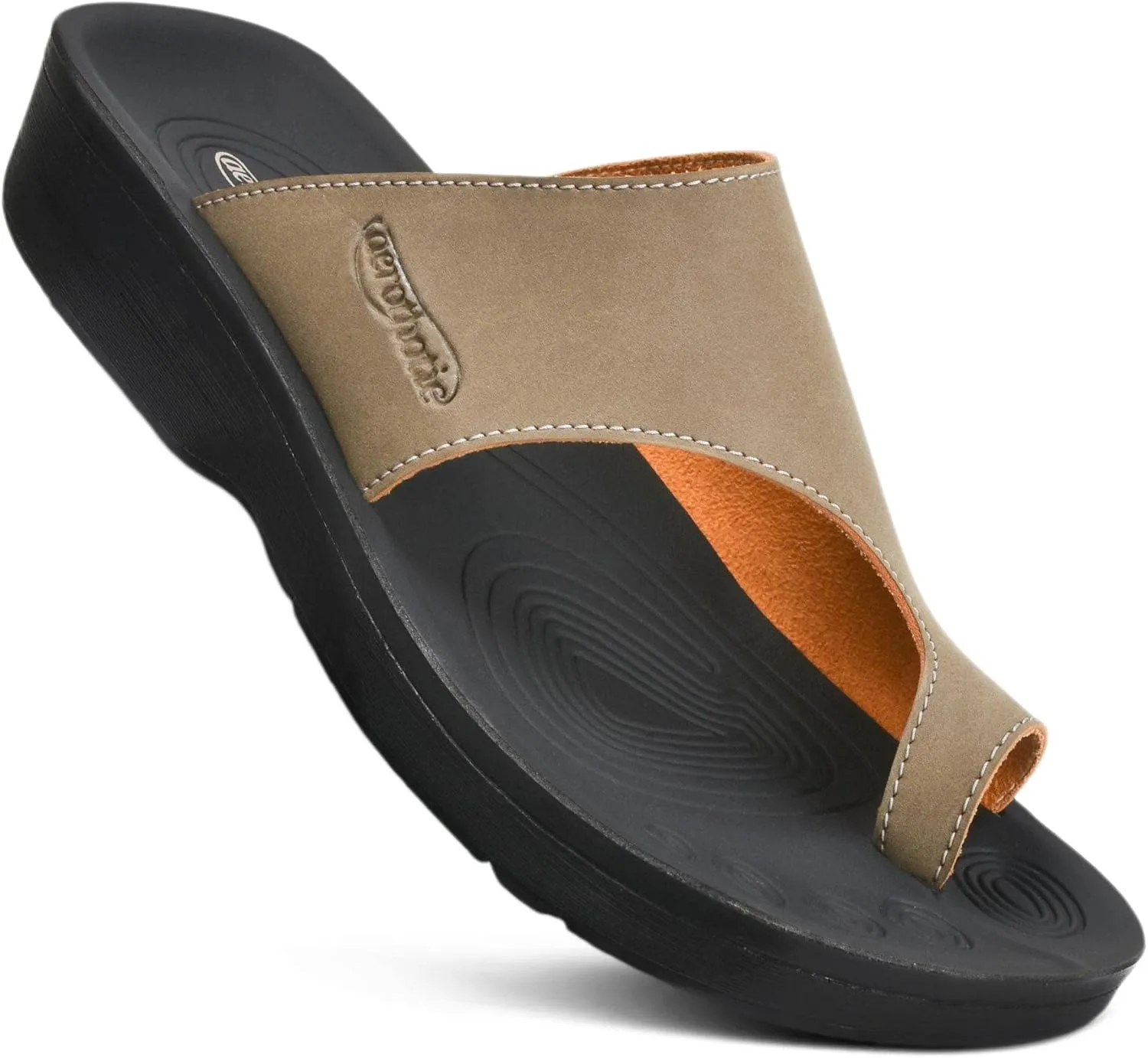 AEROTHOTIC Comfy Arch Support flip flops for women Split Toe Stylish Cushioned Strap with non-slip footbed Walking Dressy Sandals Indoor and Outdoor