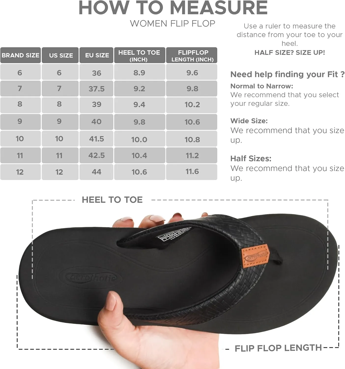 AEROTHOTIC Flip Flops Arch Support Womens – Slip On Recovery Plantar Fasciitis Relief Orthotic Slippers – Lightweight Thong Cushioning Sandals Women – Indoor Outdoor Beach Yoga Mat Footbed Footwear