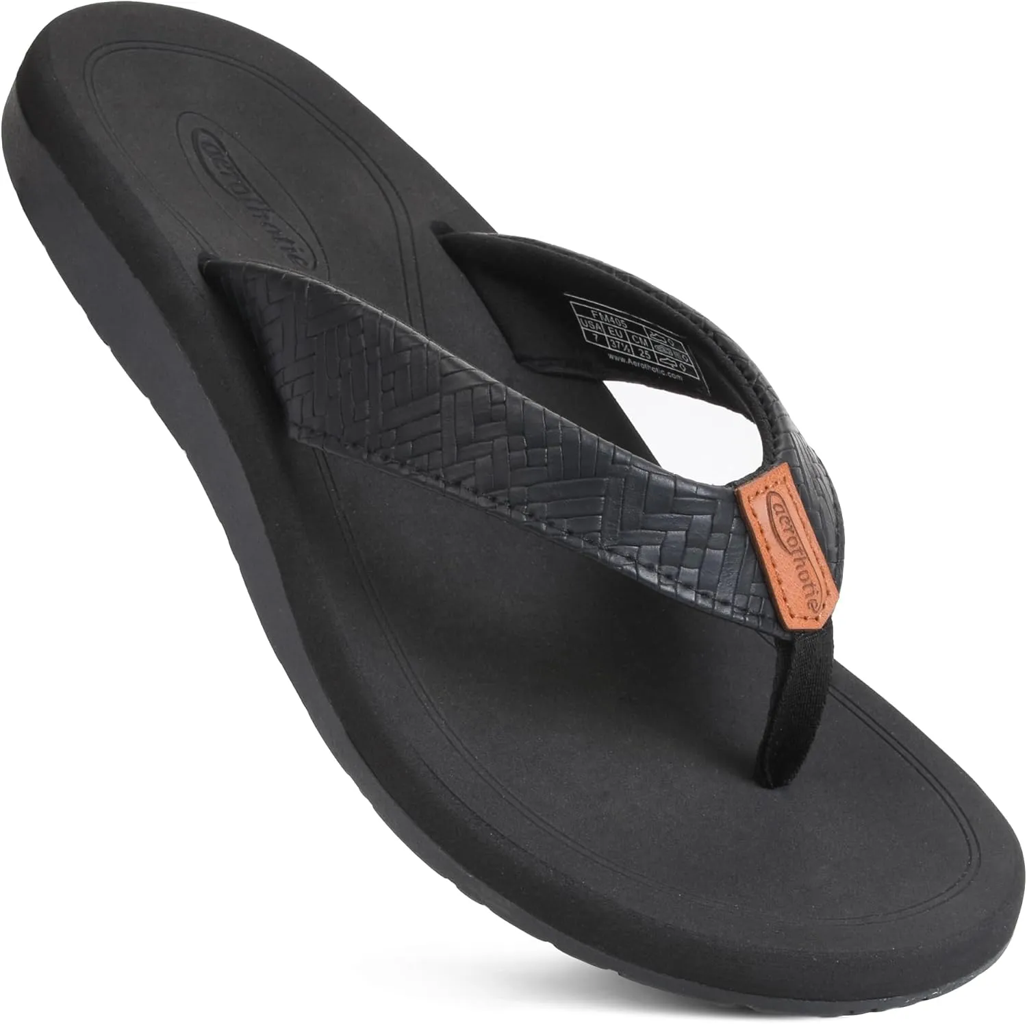 AEROTHOTIC Flip Flops Arch Support Womens – Slip On Recovery Plantar Fasciitis Relief Orthotic Slippers – Lightweight Thong Cushioning Sandals Women – Indoor Outdoor Beach Yoga Mat Footbed Footwear
