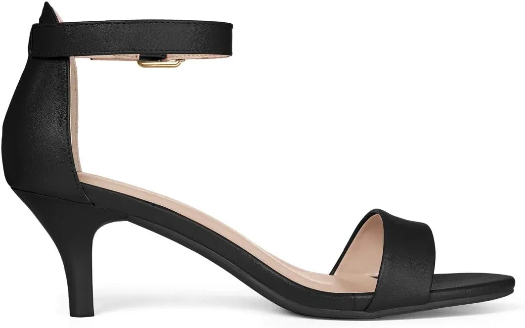 Allegra K Women's Ankle Strap Kitten Heel Sandals