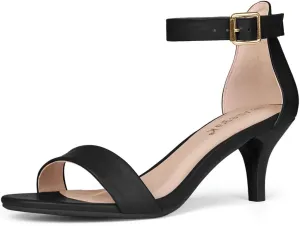 Allegra K Women's Ankle Strap Kitten Heel Sandals