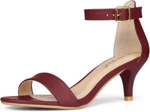 Allegra K Women's Ankle Strap Kitten Heel Sandals