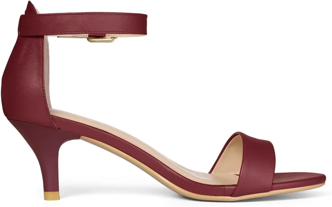 Allegra K Women's Ankle Strap Kitten Heel Sandals