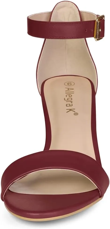 Allegra K Women's Ankle Strap Kitten Heel Sandals