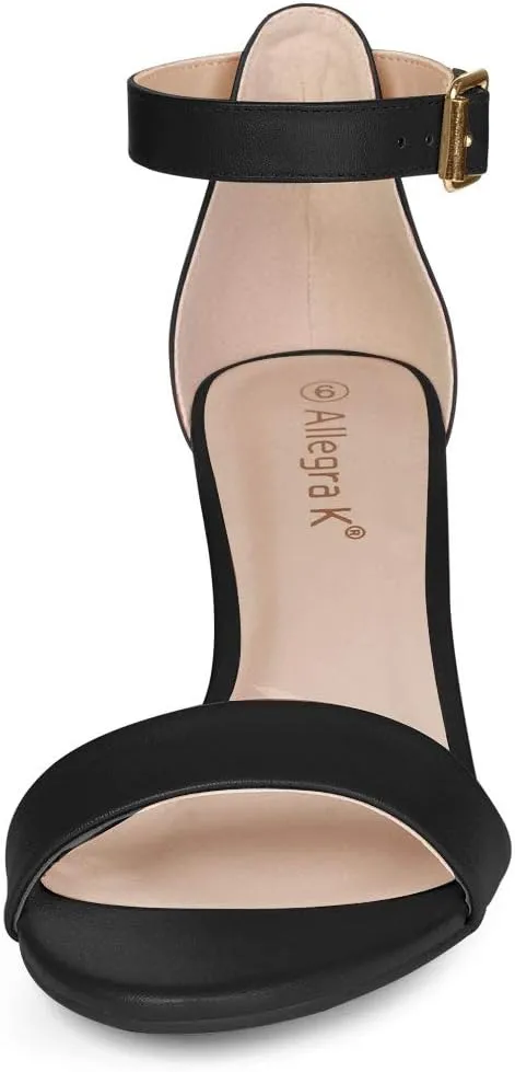 Allegra K Women's Ankle Strap Kitten Heel Sandals