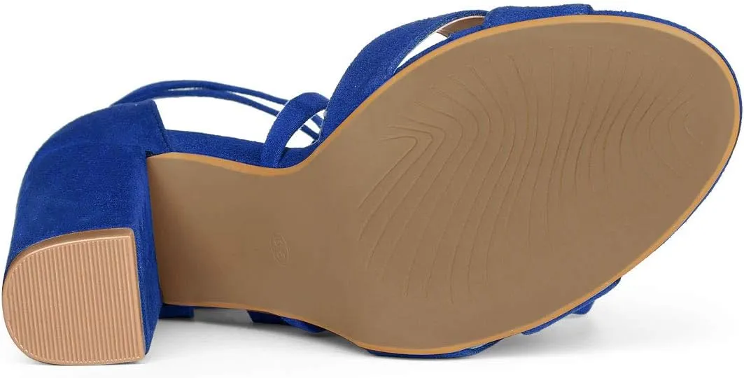 Allegra K Women's Block Heeled Lace Up Sandals