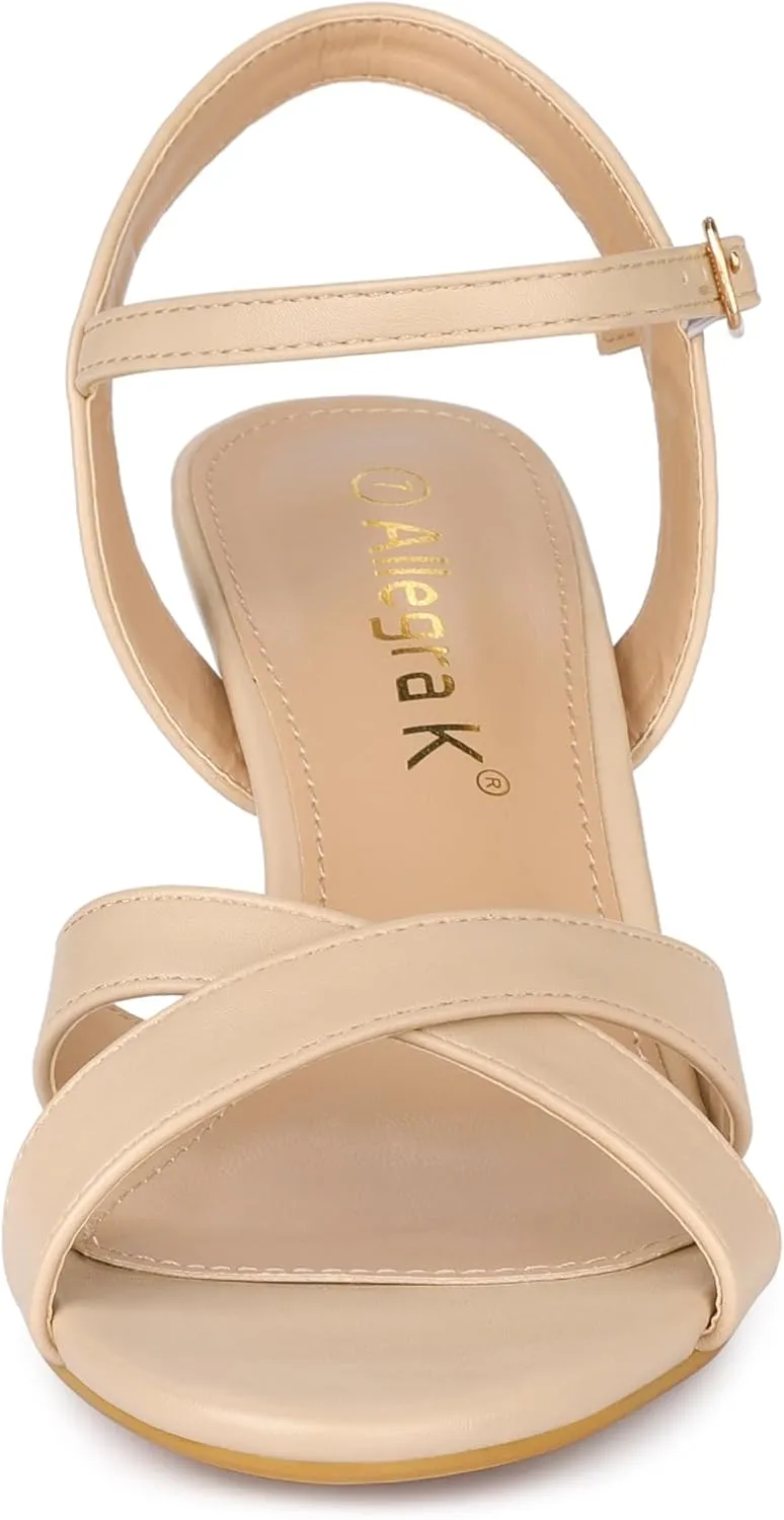 Allegra K Women's Cross Straps Kitten Heel Sandals