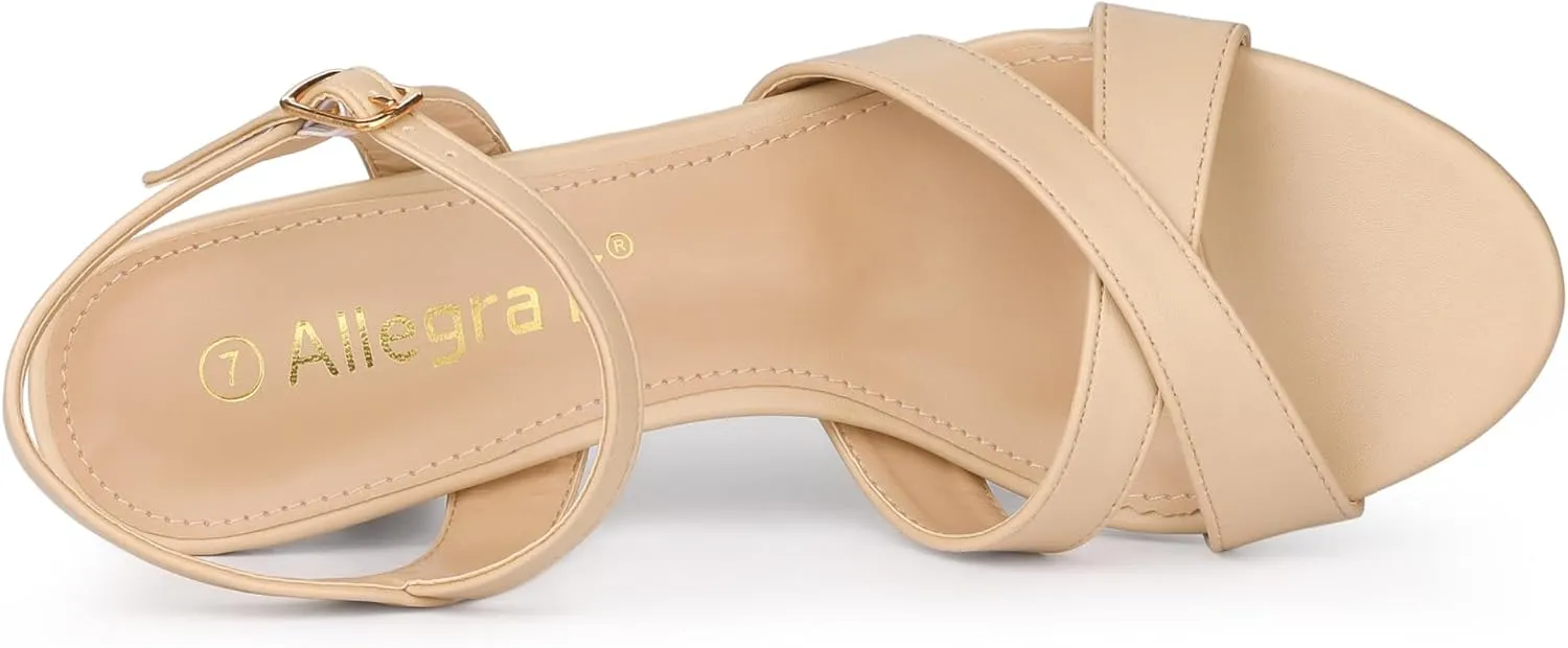Allegra K Women's Cross Straps Kitten Heel Sandals