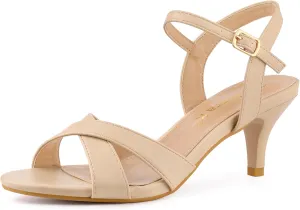 Allegra K Women's Cross Straps Kitten Heel Sandals