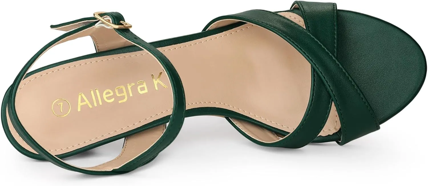 Allegra K Women's Cross Straps Kitten Heel Sandals