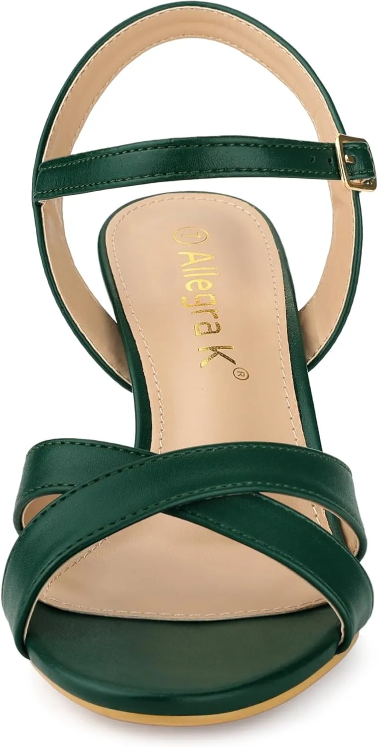 Allegra K Women's Cross Straps Kitten Heel Sandals