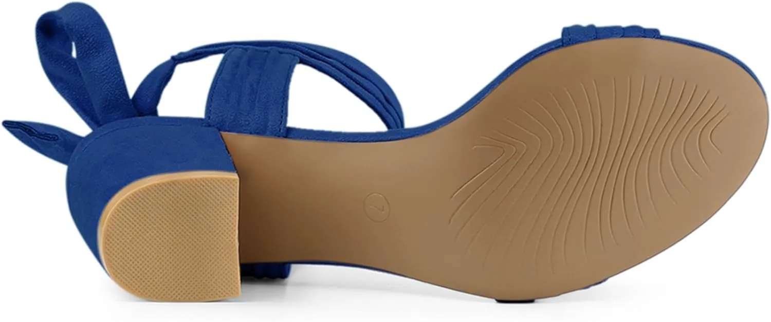Allegra K Women's Open Toe Ankle Tie Back Block Heels Sandals