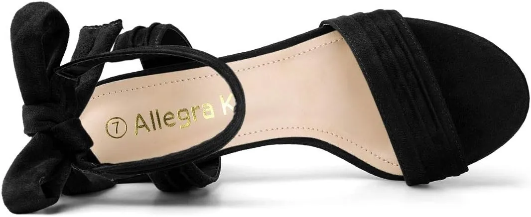 Allegra K Women's Open Toe Ankle Tie Back Block Heels Sandals