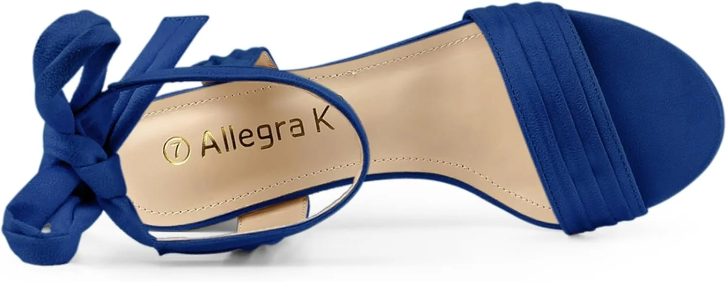 Allegra K Women's Open Toe Ankle Tie Back Block Heels Sandals