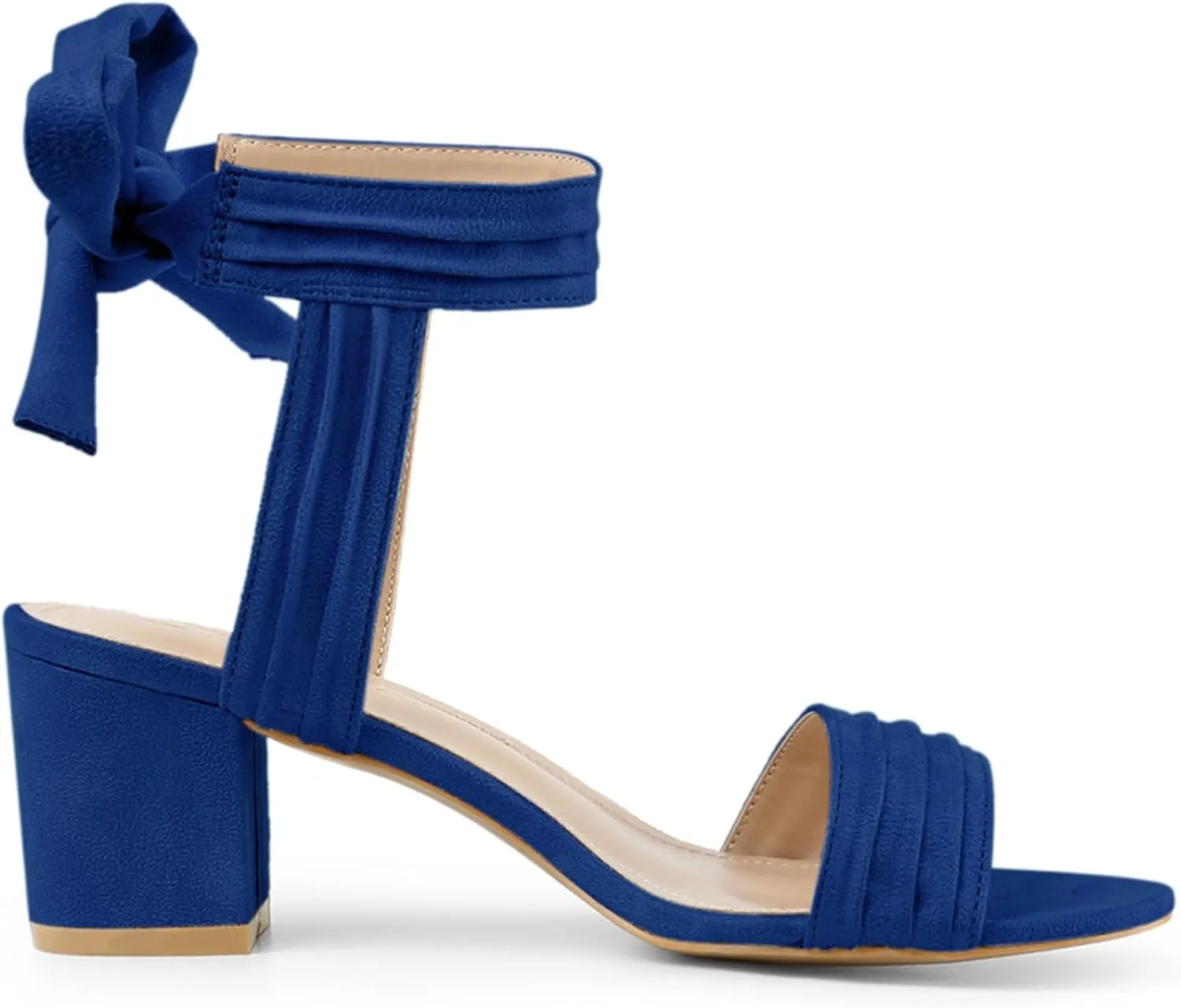 Allegra K Women's Open Toe Ankle Tie Back Block Heels Sandals
