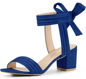 Allegra K Women's Open Toe Ankle Tie Back Block Heels Sandals