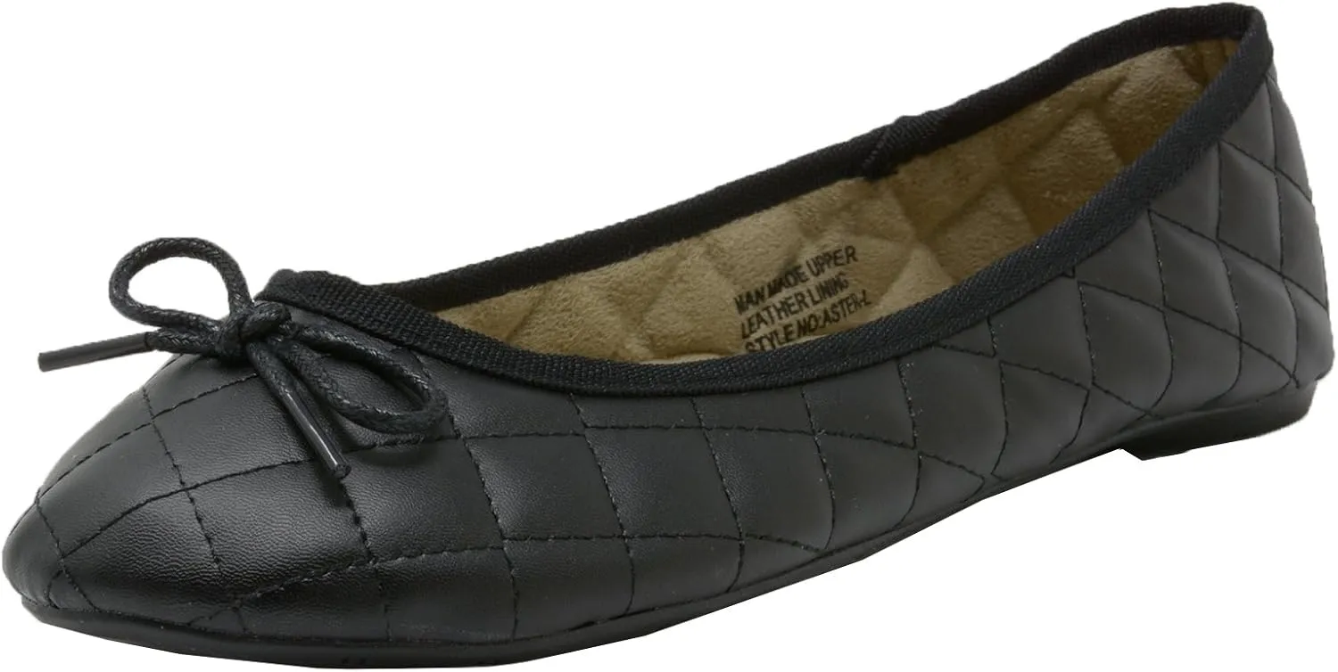 Alpine Swiss Women’s Aster Ballet Flats | Patent Leather Slip-On Shoes | Quilted Pillow Stitch | Rounded Toe | Everyday Comfortable Fashion Footwear