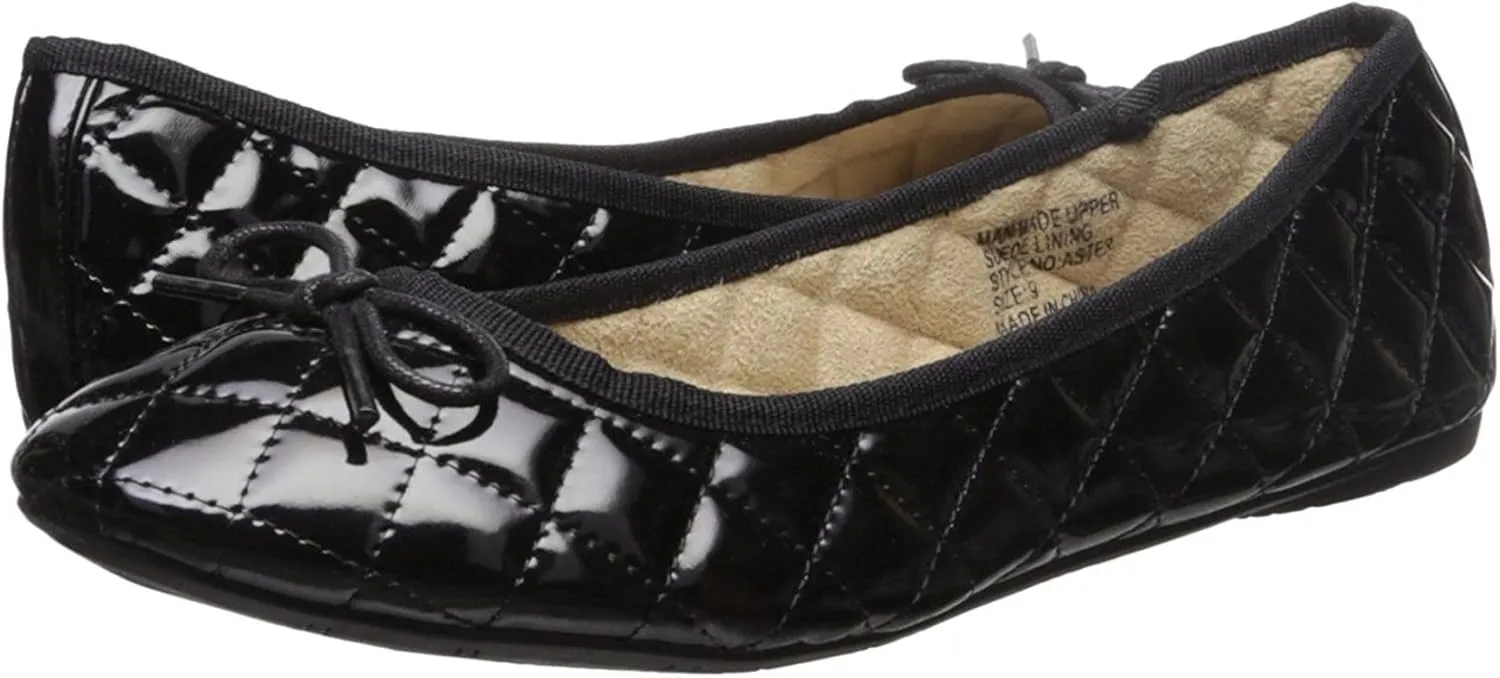 Alpine Swiss Women’s Aster Ballet Flats | Patent Leather Slip-On Shoes | Quilted Pillow Stitch | Rounded Toe | Everyday Comfortable Fashion Footwear