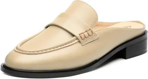 AMBELIGHT Comfortable Mules Flats for Women Loafers Chunky Heel Round Closed Toe Slip on Slingback Casual Classic Dressy Shoes