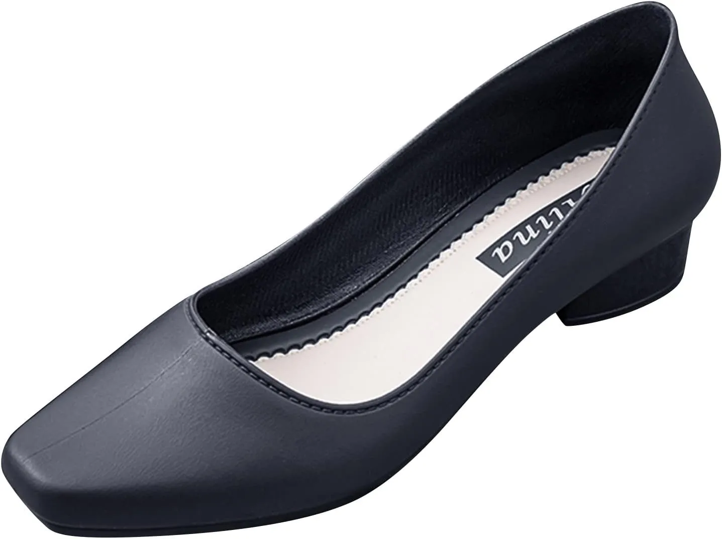 AMDBEL Flat Shoes for Women Comfortable Women's Pointed Toe Loafer Shoes Slip On Ballet Flat Dress Shoes Chunky Block Square Heels Shoes Closed Toe Wedges Shoes Work Casual Formal Flats Shoes