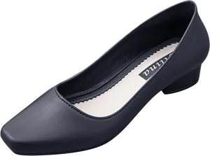 AMDBEL Flat Shoes for Women Comfortable Women's Pointed Toe Loafer Shoes Slip On Ballet Flat Dress Shoes Chunky Block Square Heels Shoes Closed Toe Wedges Shoes Work Casual Formal Flats Shoes