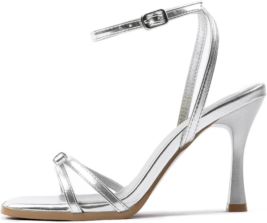 Amoji Women's 4 Inch Bow Heels Ankle Strap for Wedding Party Dress Shoes 330