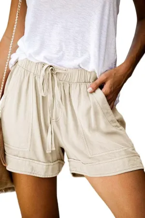 ANFTFH Womens Casual Shorts Summer Drawstring Elastic Waist Comfy Shorts with Pockets