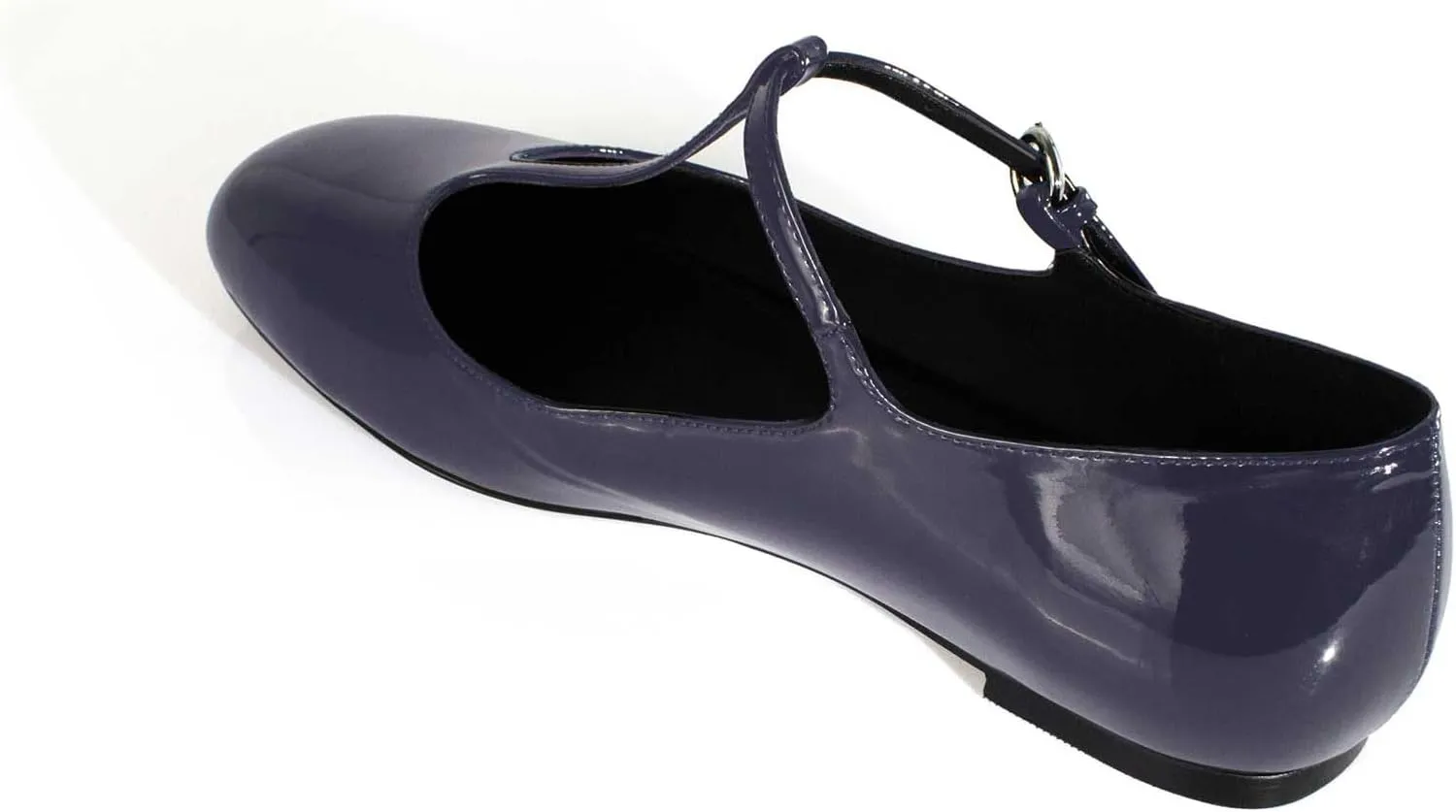 anteikira Women's Classy Round Toe Ballet Flats T-Strap Flats Patent Leather Comfortable Mary Jane Flats Shoes for Women Size 5.5-12US