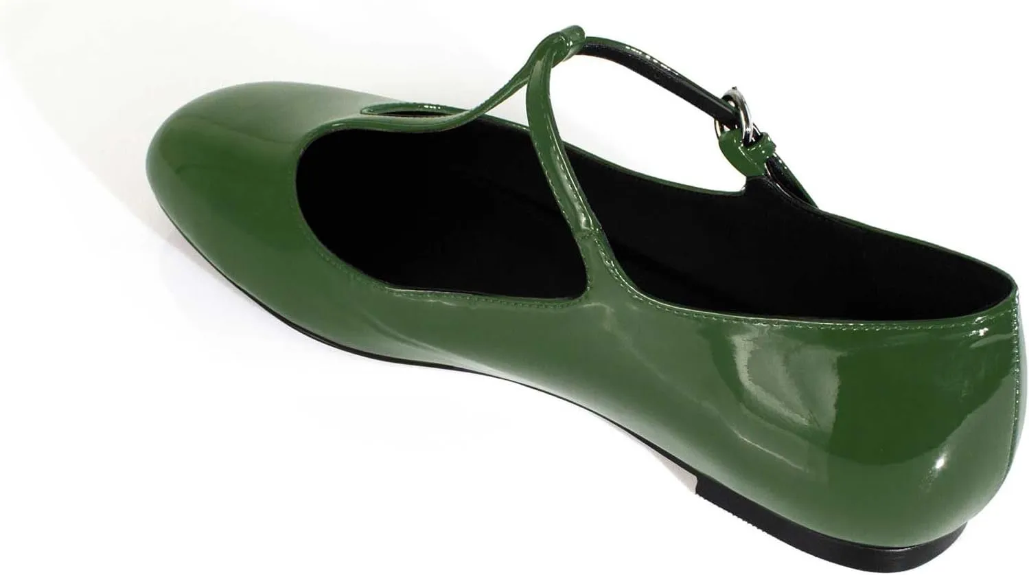 anteikira Women's Classy Round Toe Ballet Flats T-Strap Flats Patent Leather Comfortable Mary Jane Flats Shoes for Women Size 5.5-12US