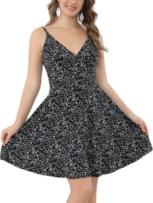 Aphratti Women's Summer Dress Casual Mini Sexy V-Neck Spaghetti Strap Faux Wrap Fit and Flare Short Sundress