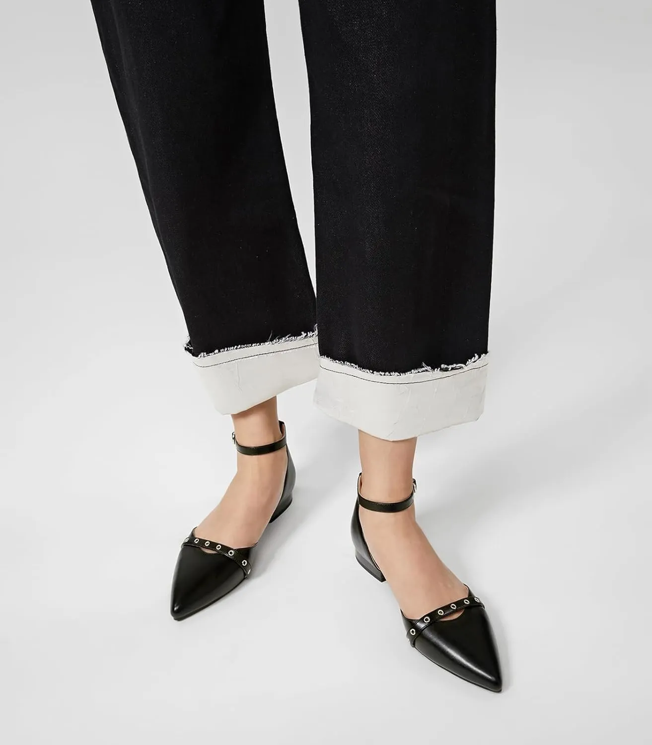 Arromic Pointed Toe Flats for Women Ankle Strap D'Orsay Fashion Comfortable Dressy Shoes
