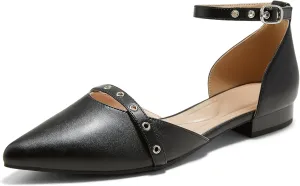 Arromic Pointed Toe Flats for Women Ankle Strap D'Orsay Fashion Comfortable Dressy Shoes