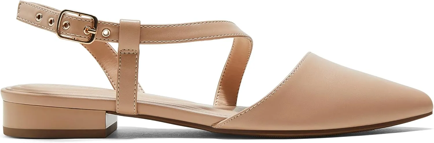 Arromic Slingback Flats for Women Pointed Toe Flat Shoe Comfortable Leather Casual Fashion Dress Work Office Shoes
