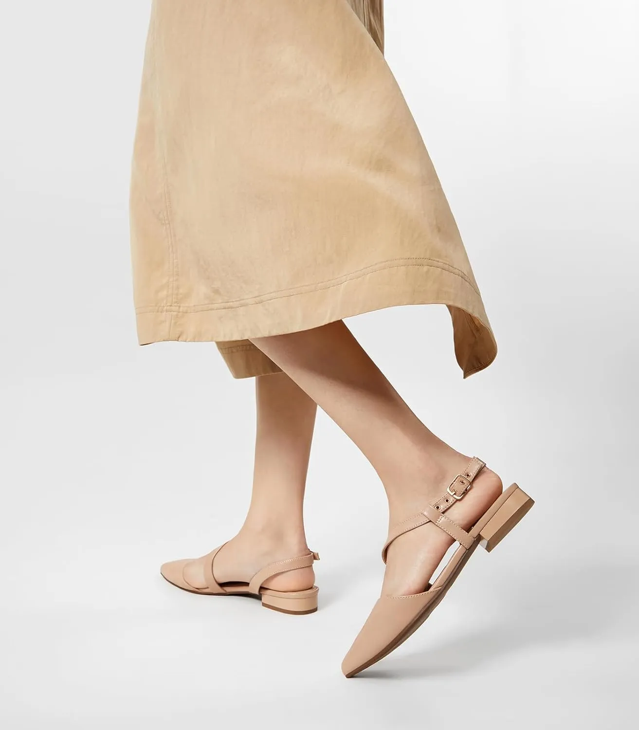 Arromic Slingback Flats for Women Pointed Toe Flat Shoe Comfortable Leather Casual Fashion Dress Work Office Shoes